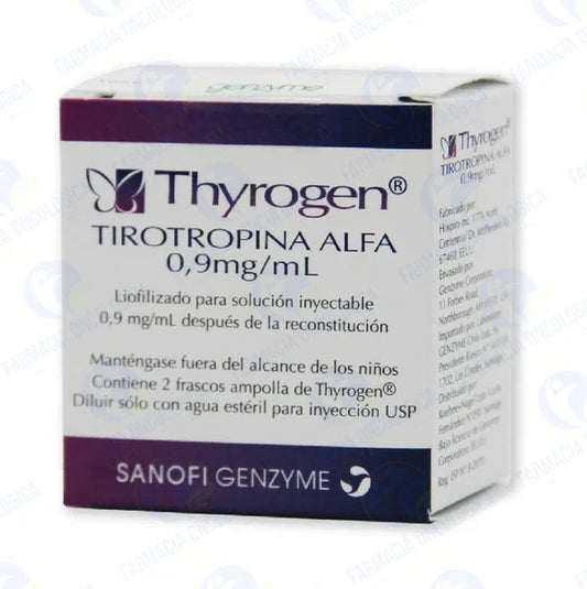 Thyrogen 0.9 mg con 2 frascos inyectable - Tirotropina Alfa