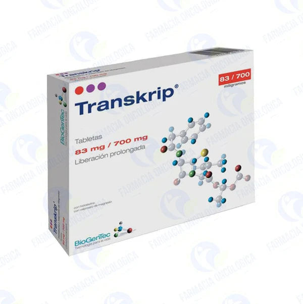 Transkrip con 14 tabletas Hidralazina 83 mg / Valproato de Magnesio 700 mg